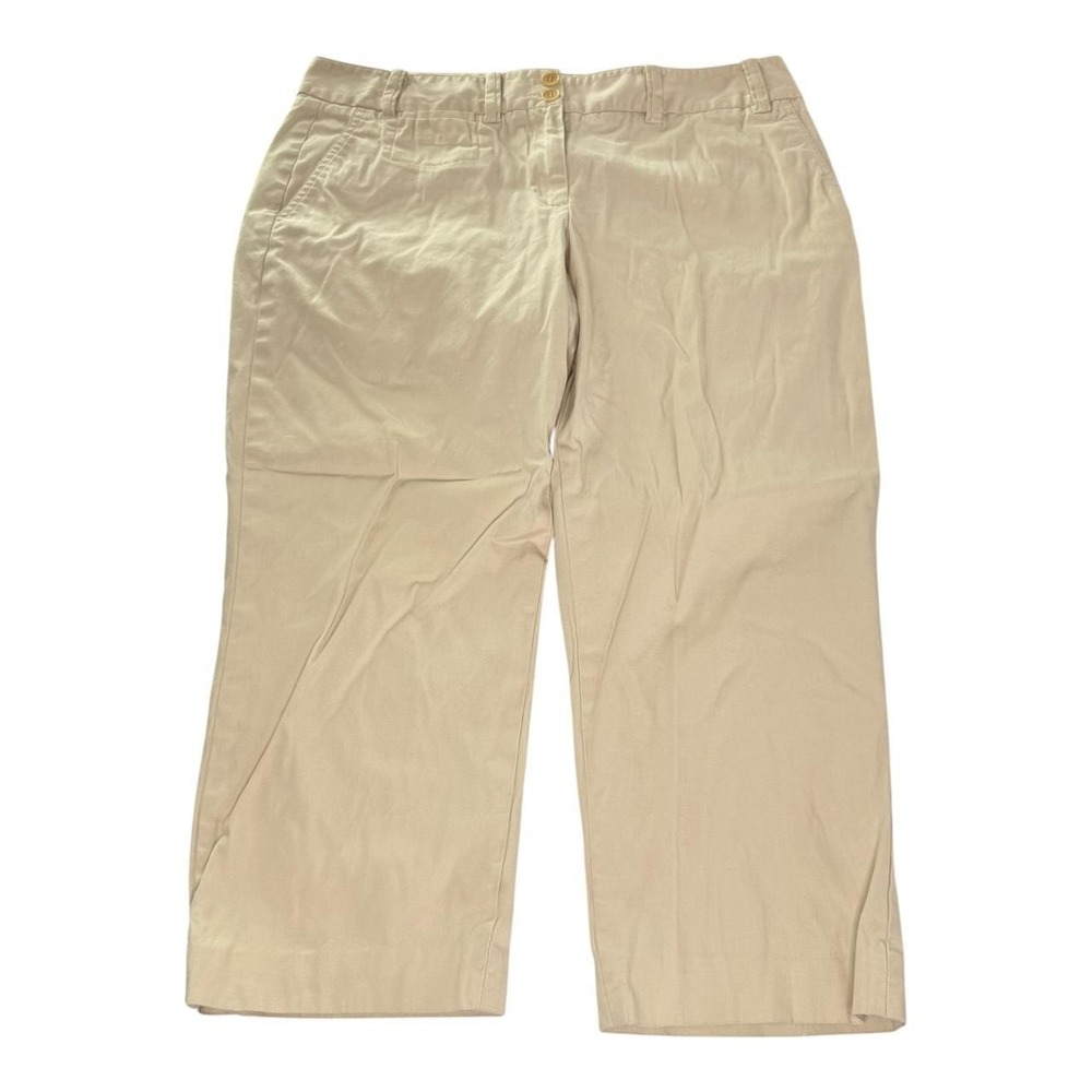 Vintage Talbots Petites Signature Cropped Pants Womens 10P Beige Khaki Capri